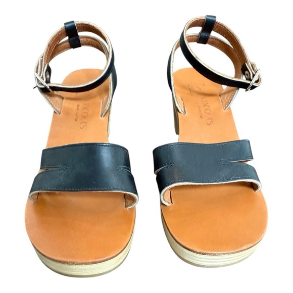 K. Jacques St. Tropez Akira Black Leather Block-Heel Sandal Size US 5.5–6 NWOB - Picture 3 of 6